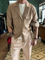 Melange camp collar shirt