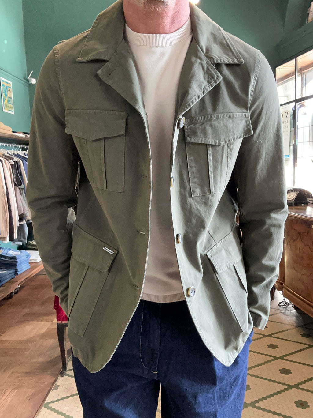 Field jacket in cotone piquet
