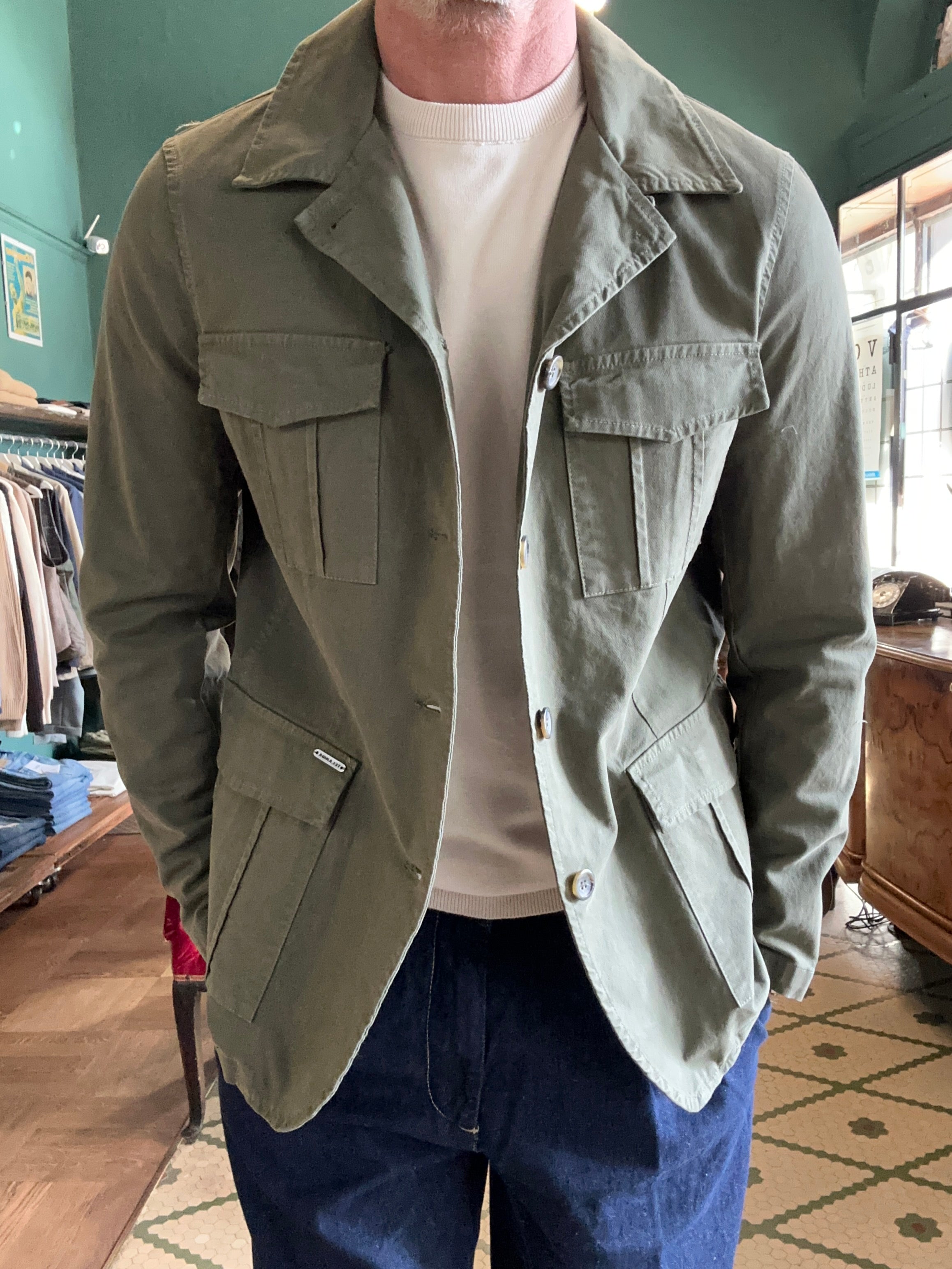 Field jacket in cotone piquet