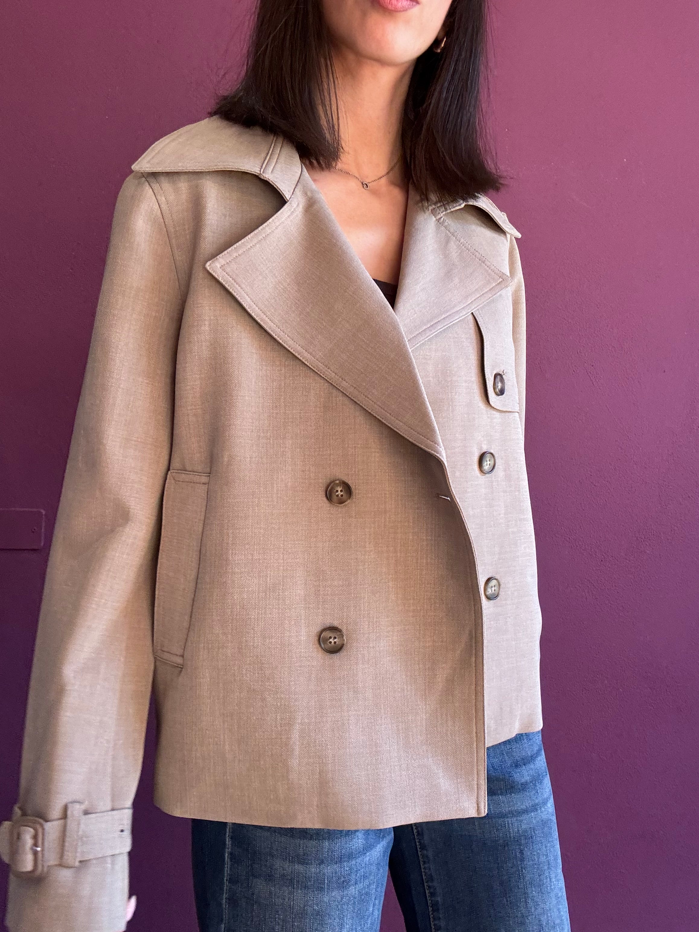 Trench doppiopetto crop