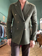 Double-breasted herringbone jacket