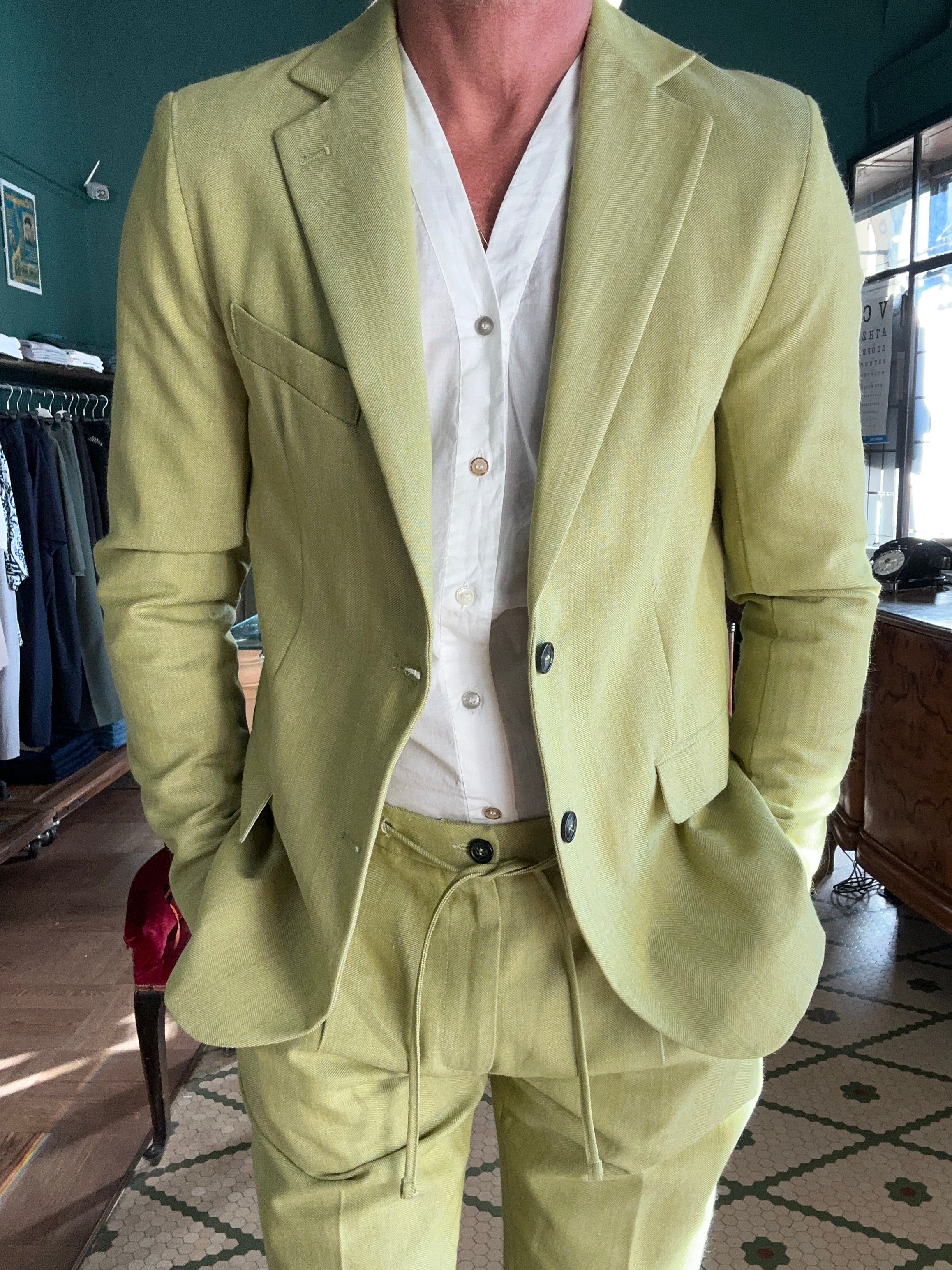 Giacca monopetto tessuto spigato