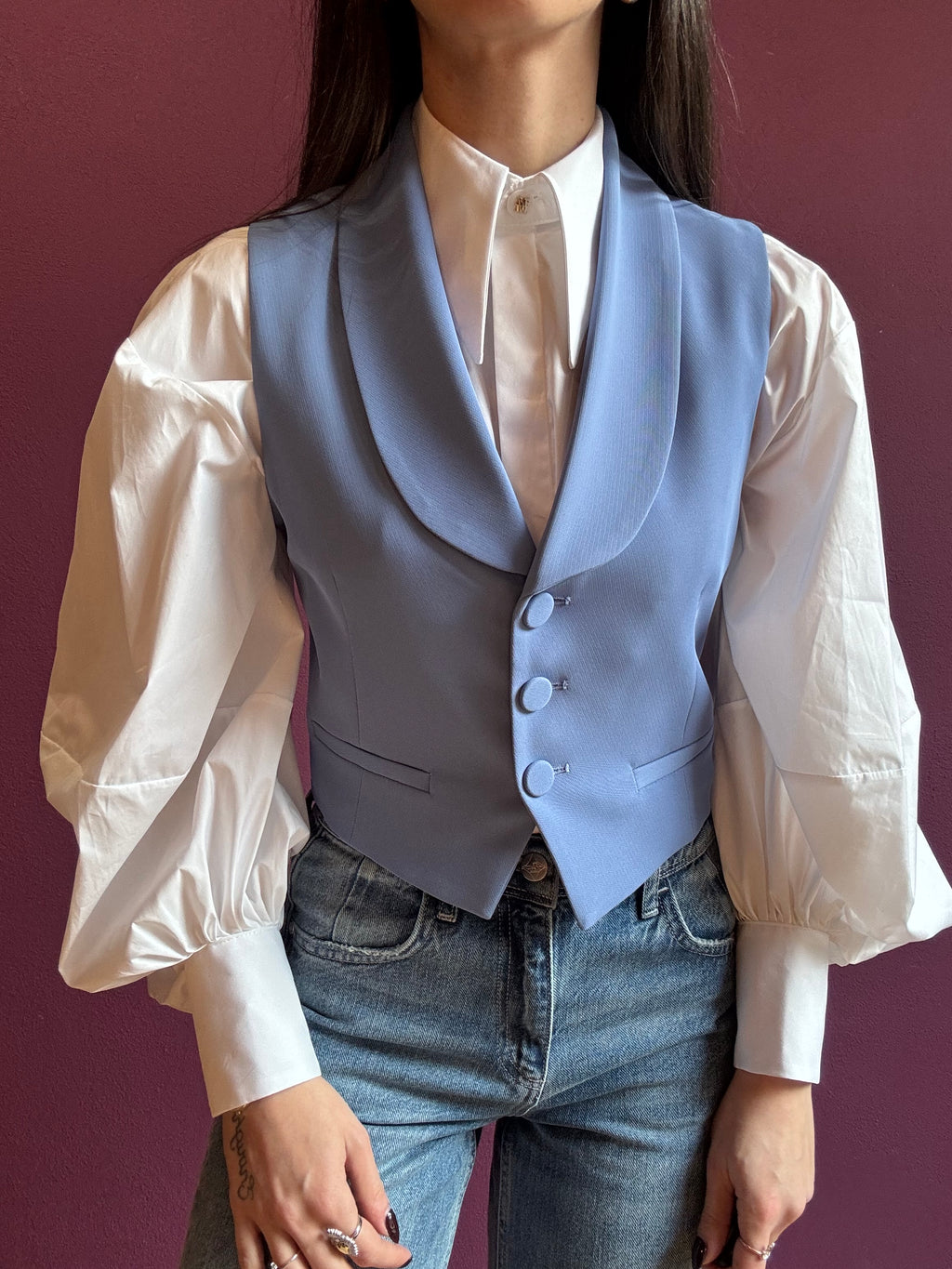 Camicia oversize con maniche a sbuffo