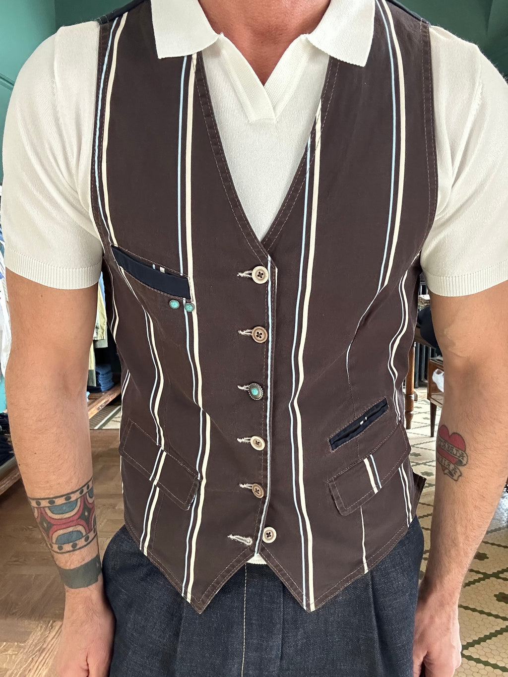 Garry's Earth striped vest