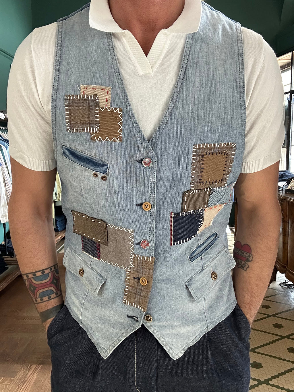Garry's Earth waistcoat with patch