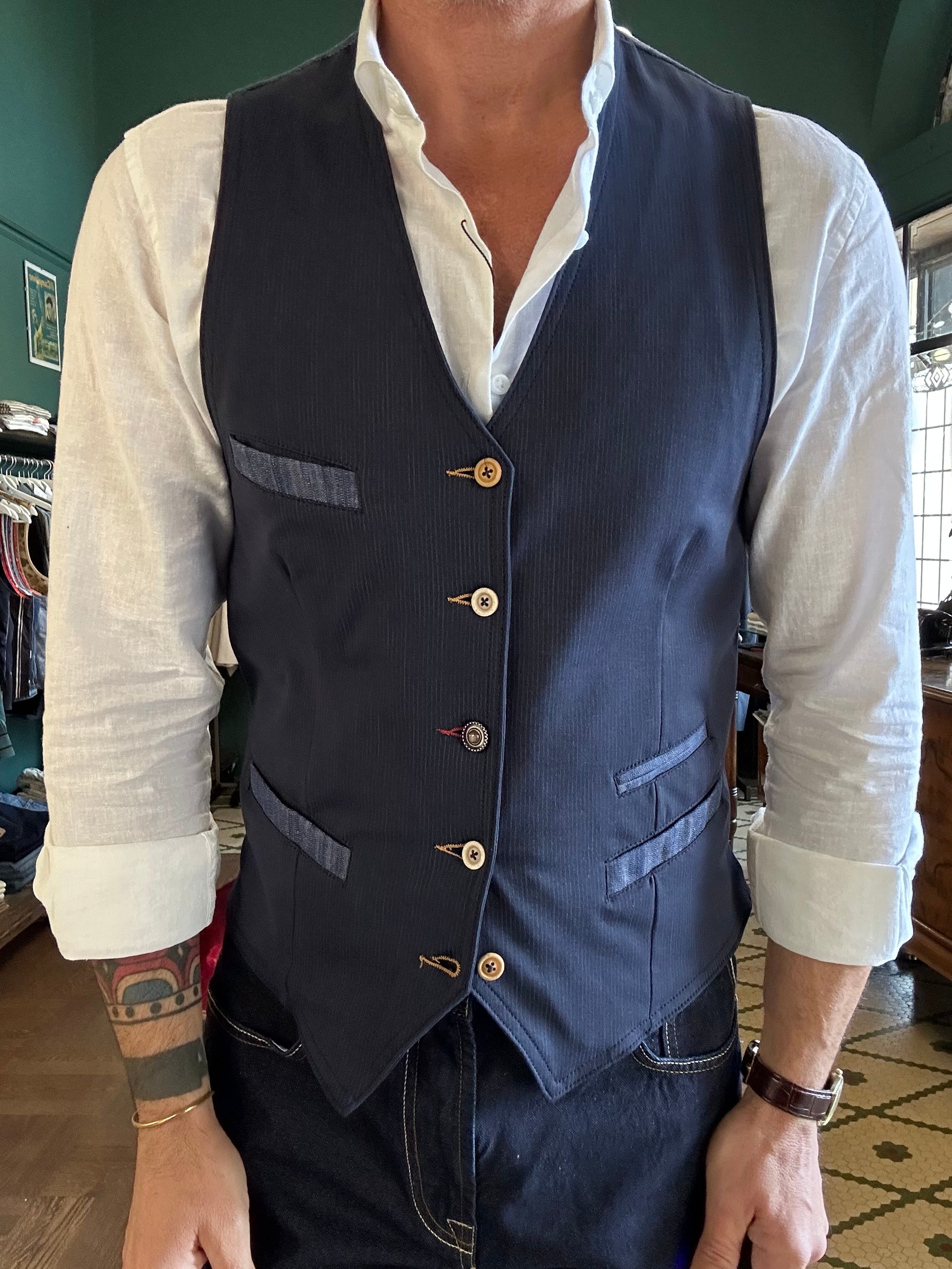 Gilet Garry’s Earth trama a righe elasticizzato Made in Italy