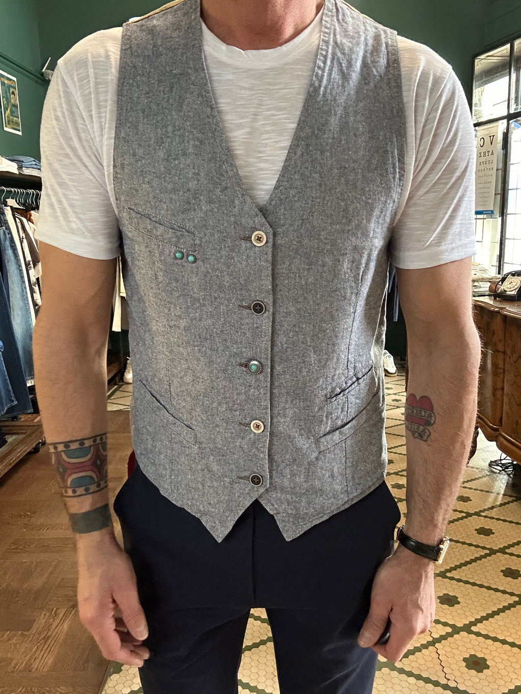 Gilet garry’s earth misto lino screziato