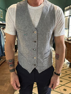 Gilet garry’s earth misto lino screziato