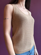 Canottiera crochet beige