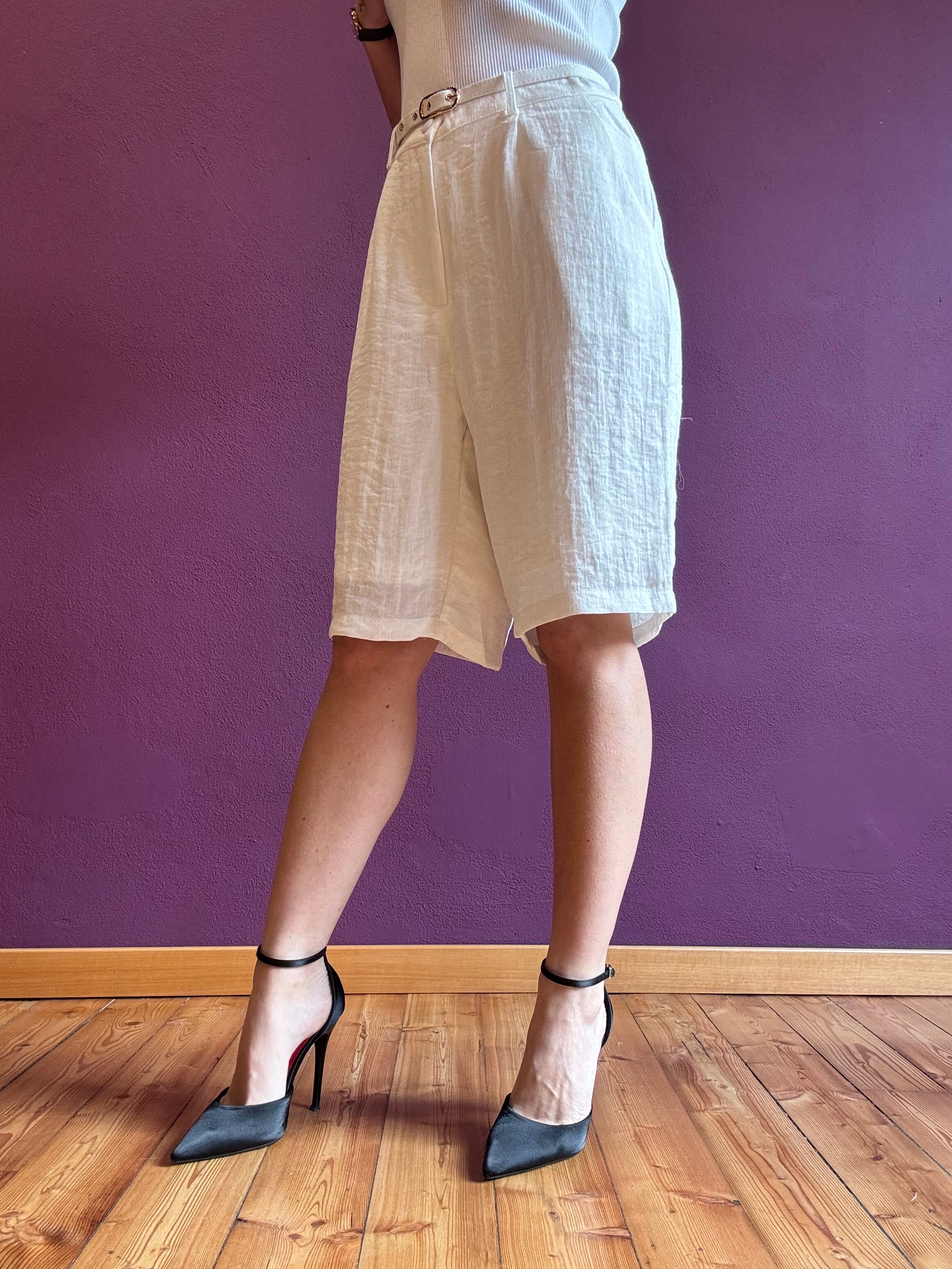 Jorts effetto lino con cintura