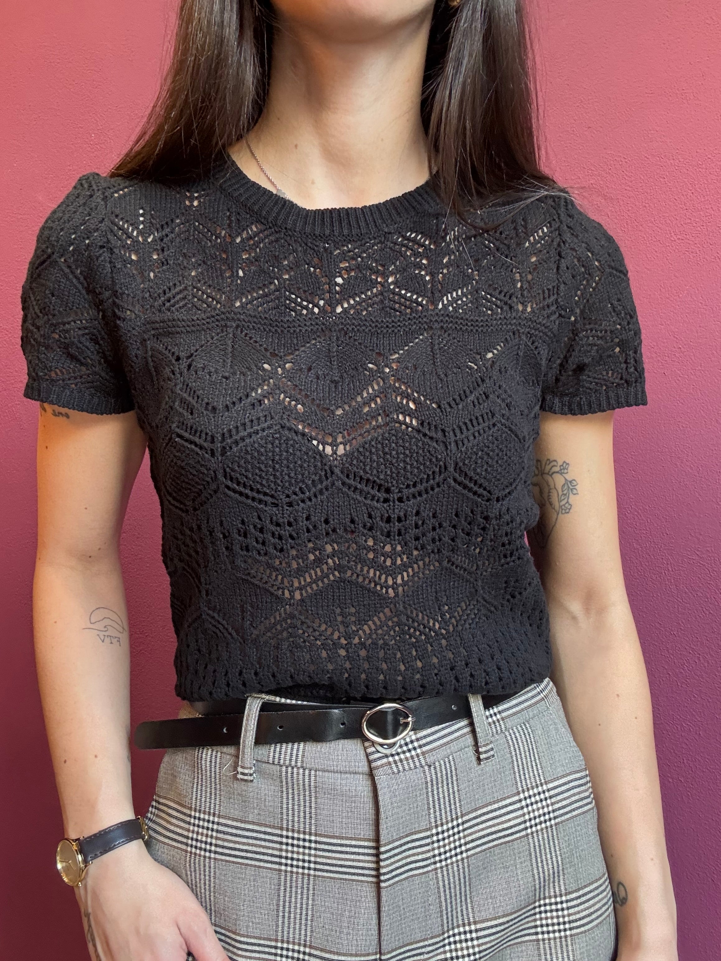 Maglia crochet nero