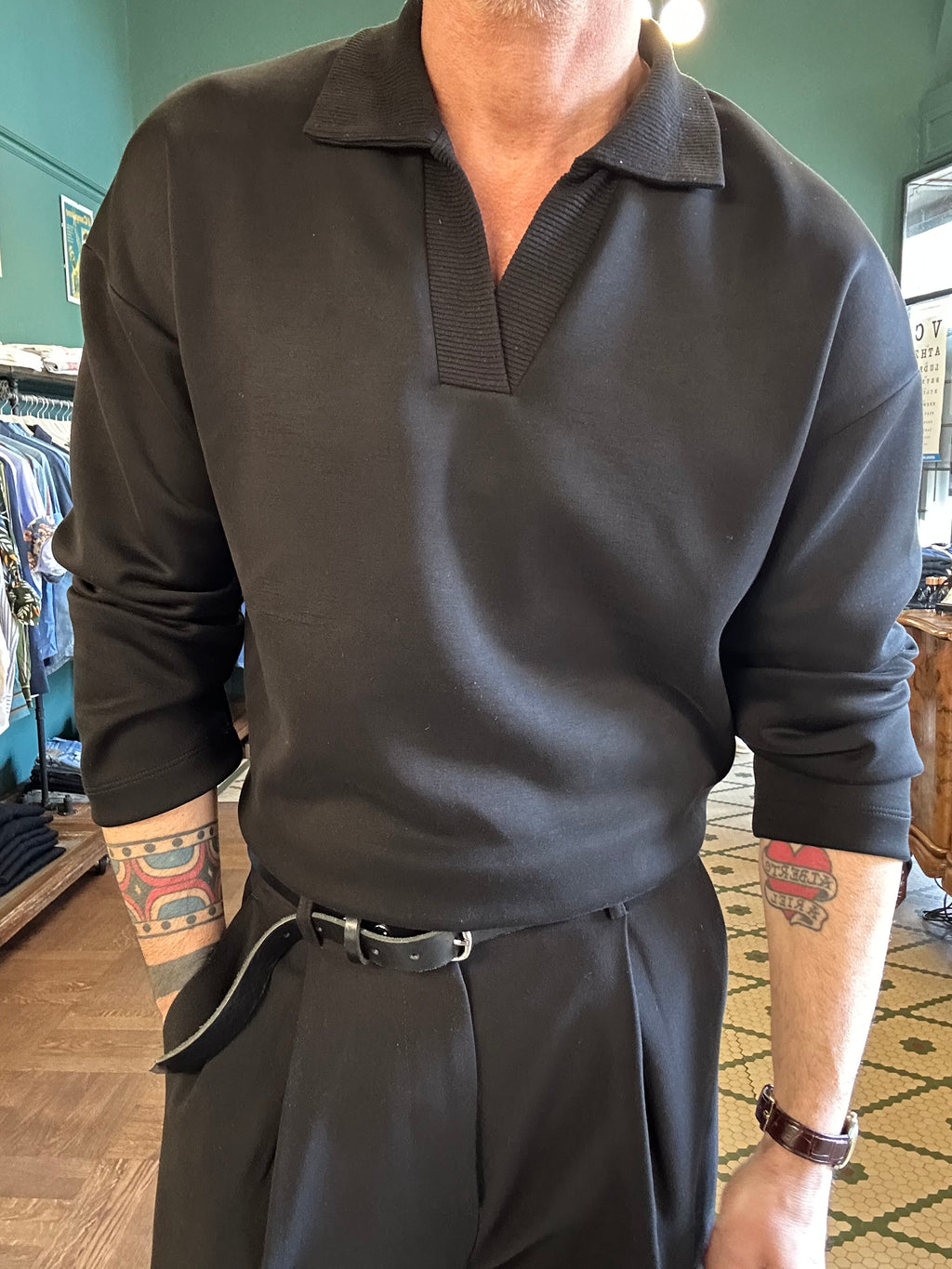 Oversize stretch polo shirt