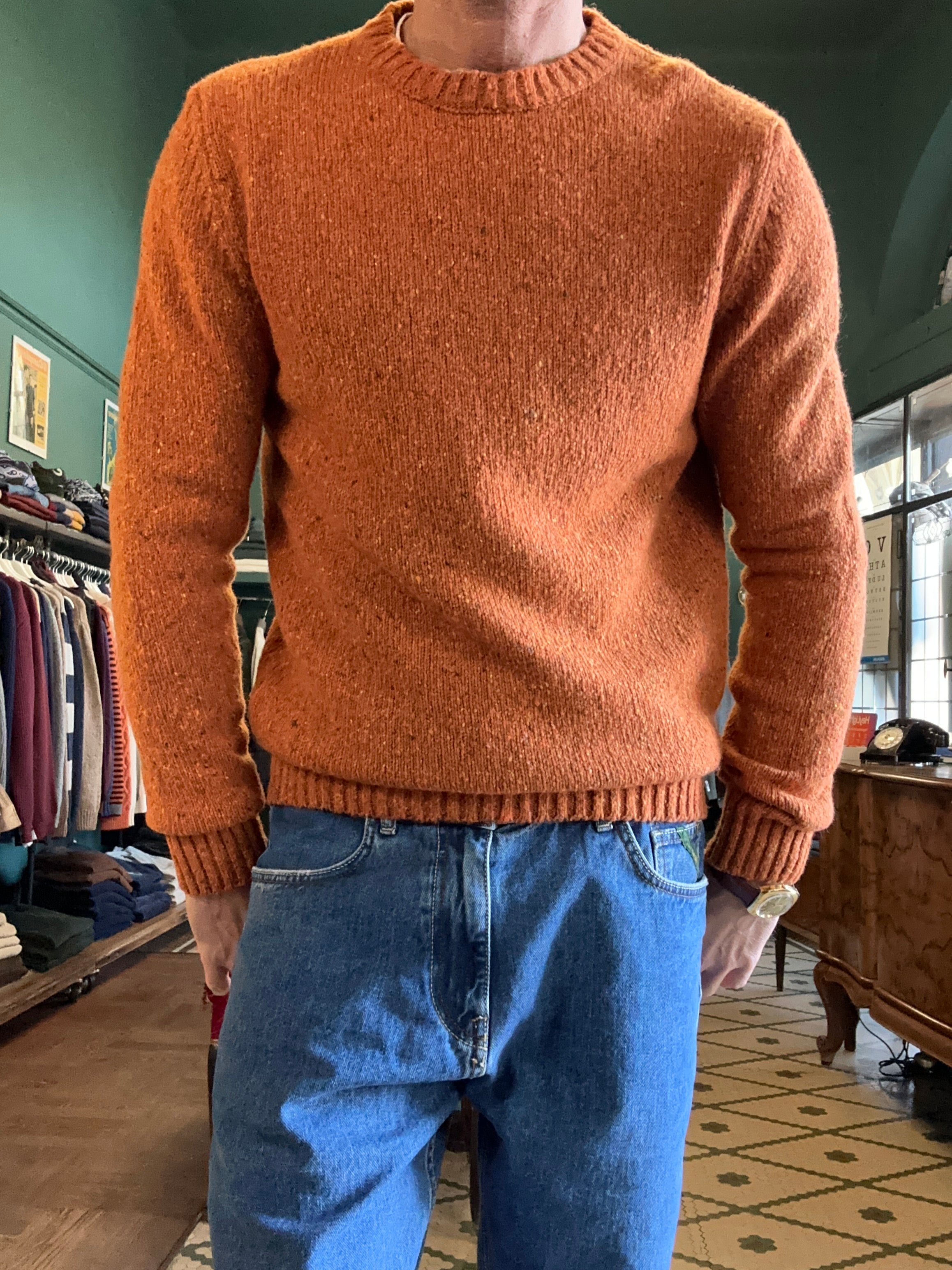 Maglione girocollo bottonato in misto lana