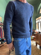 Maglione girocollo bottonato in misto lana