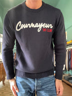 Maglione girocollo "Courmayeur ski club" blu