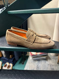 Suede loafer with leather sole