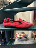 Red suede loafer