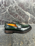 Brushed green collage moccasin