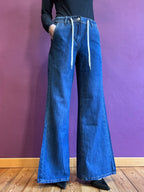 Denim wide-leg trousers