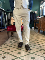 Pantaloni misto lino tessuto fiammato