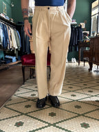 Linen blend oversized trousers with pleats