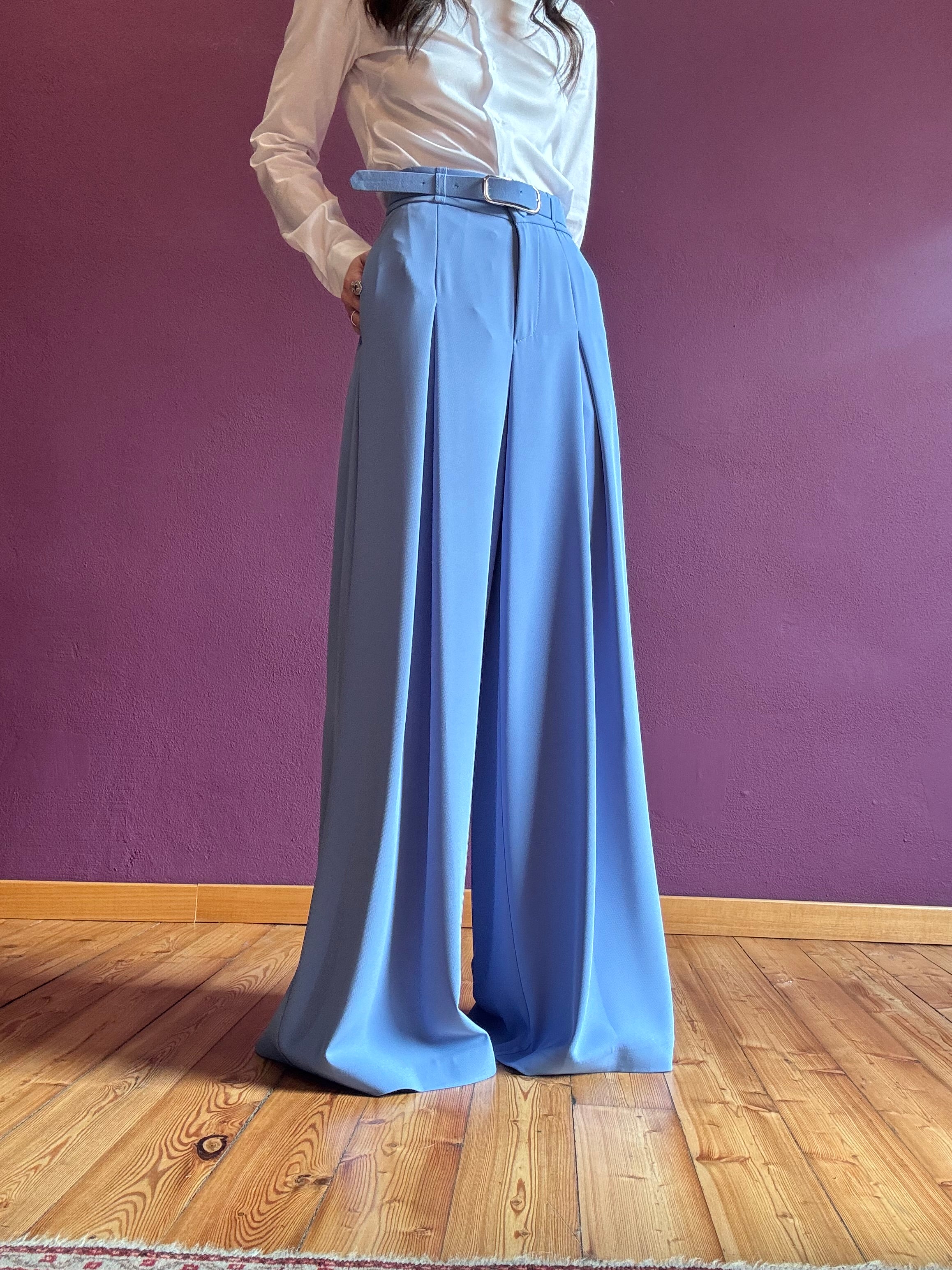 Palazzo trousers with pleats