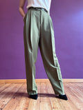 Pistachio pleated trousers with belt