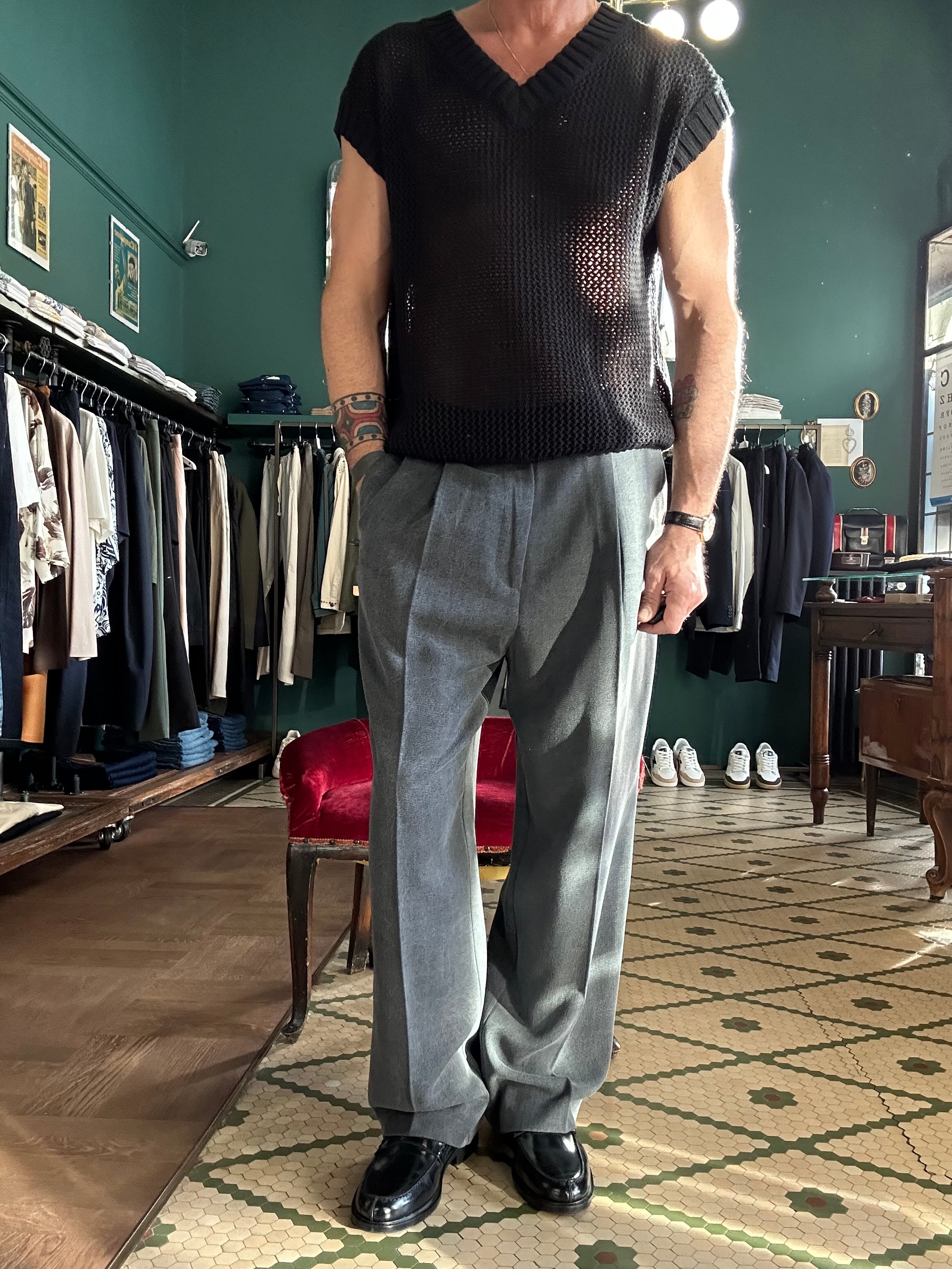 Pantalone con pence lavagna