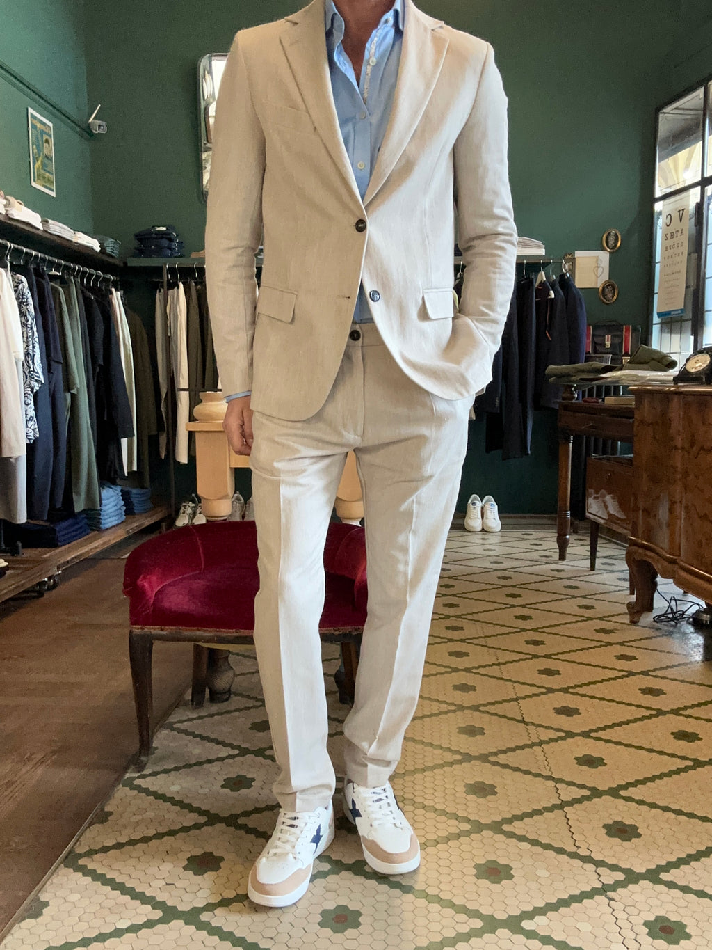 herringbone fabric suit