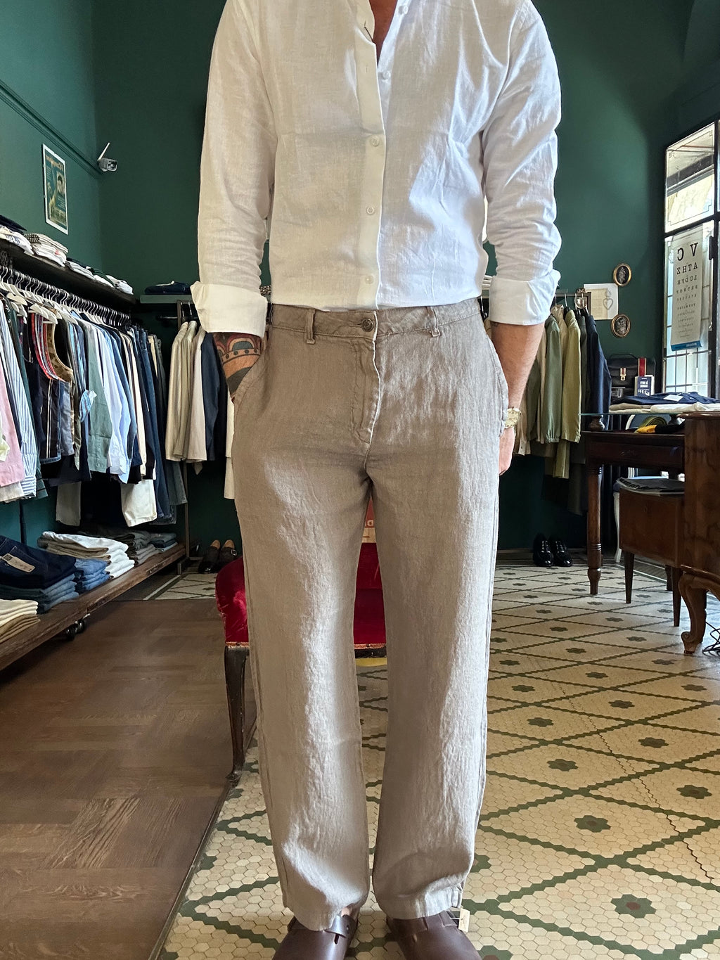 Pantalone 100% lino loose fit Made in Italy