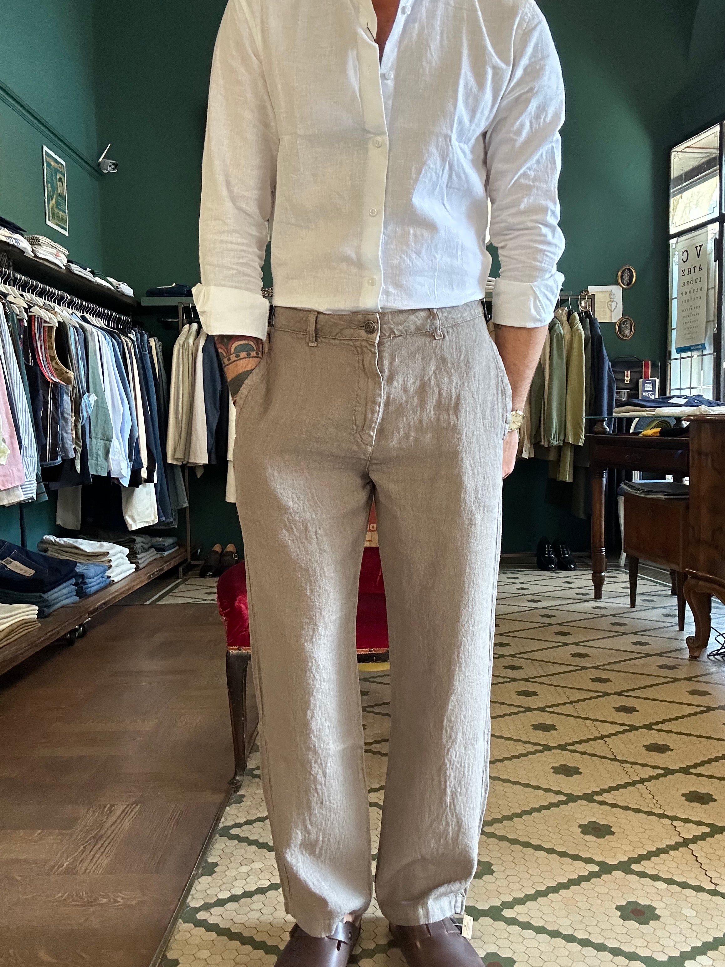 Pantalone 100% lino loose fit Made in Italy