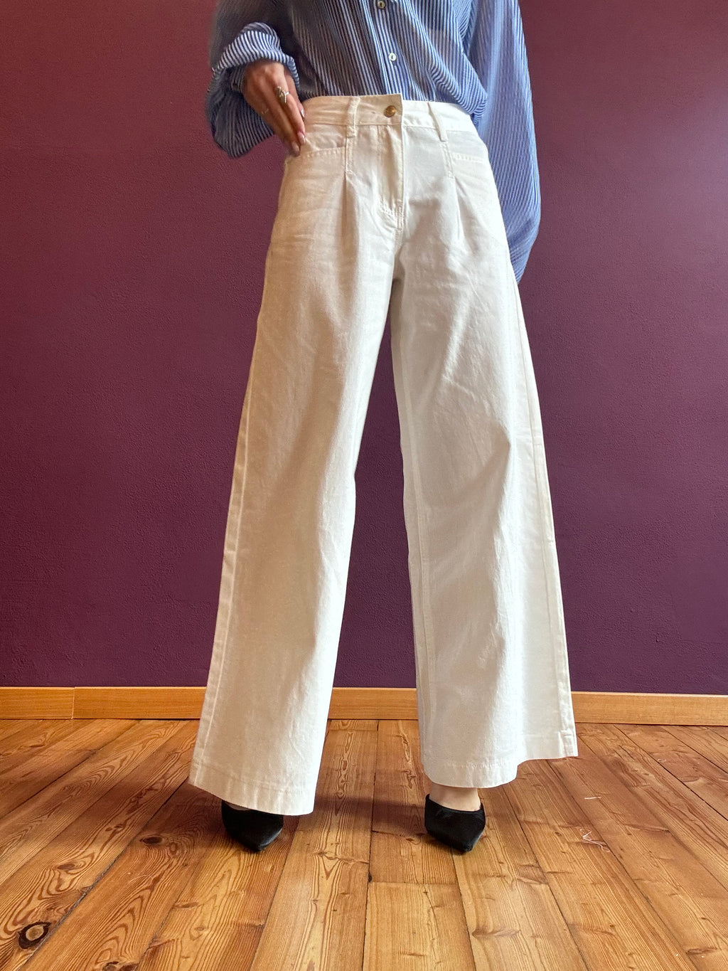 Palazzo trousers with pleats