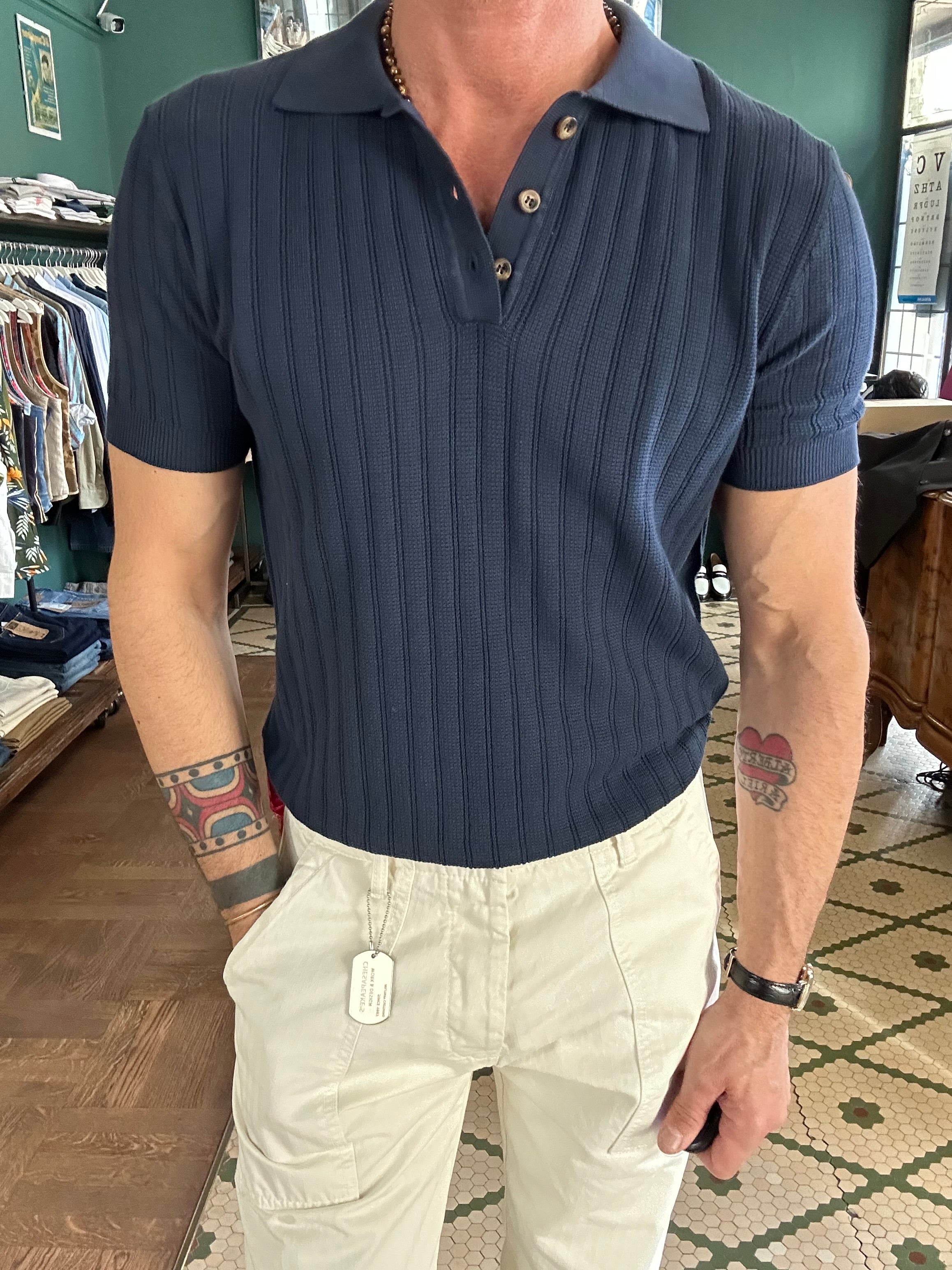 Polo maglina 100% cotone lavorazione a righe