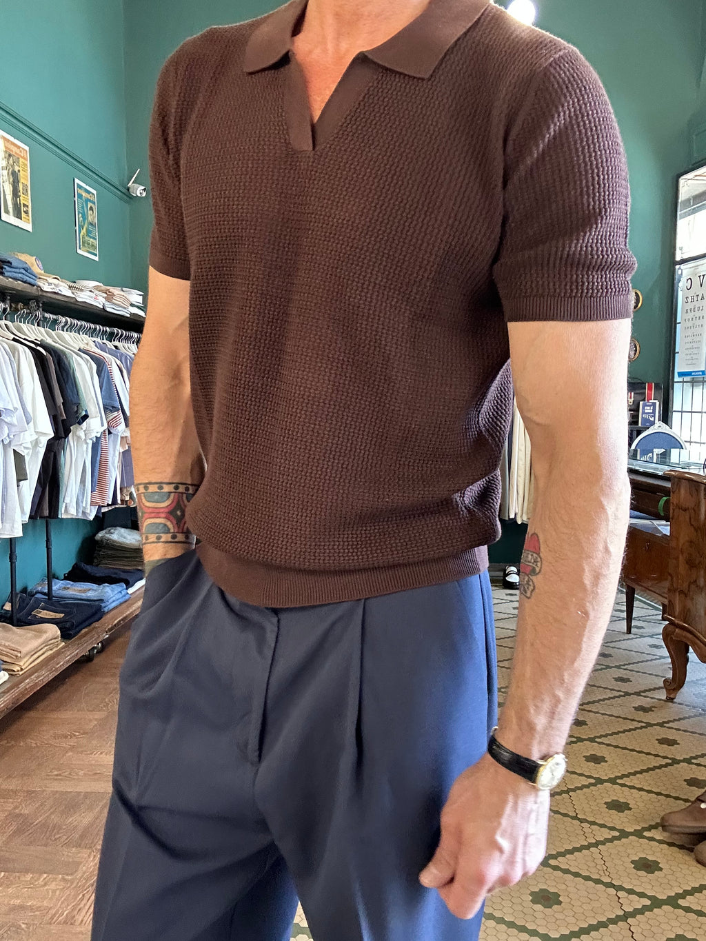 Polo 100% cotone con trama