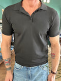 Jersey polo shirt with buttons