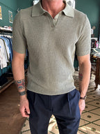 Piqué-effect knit polo shirt