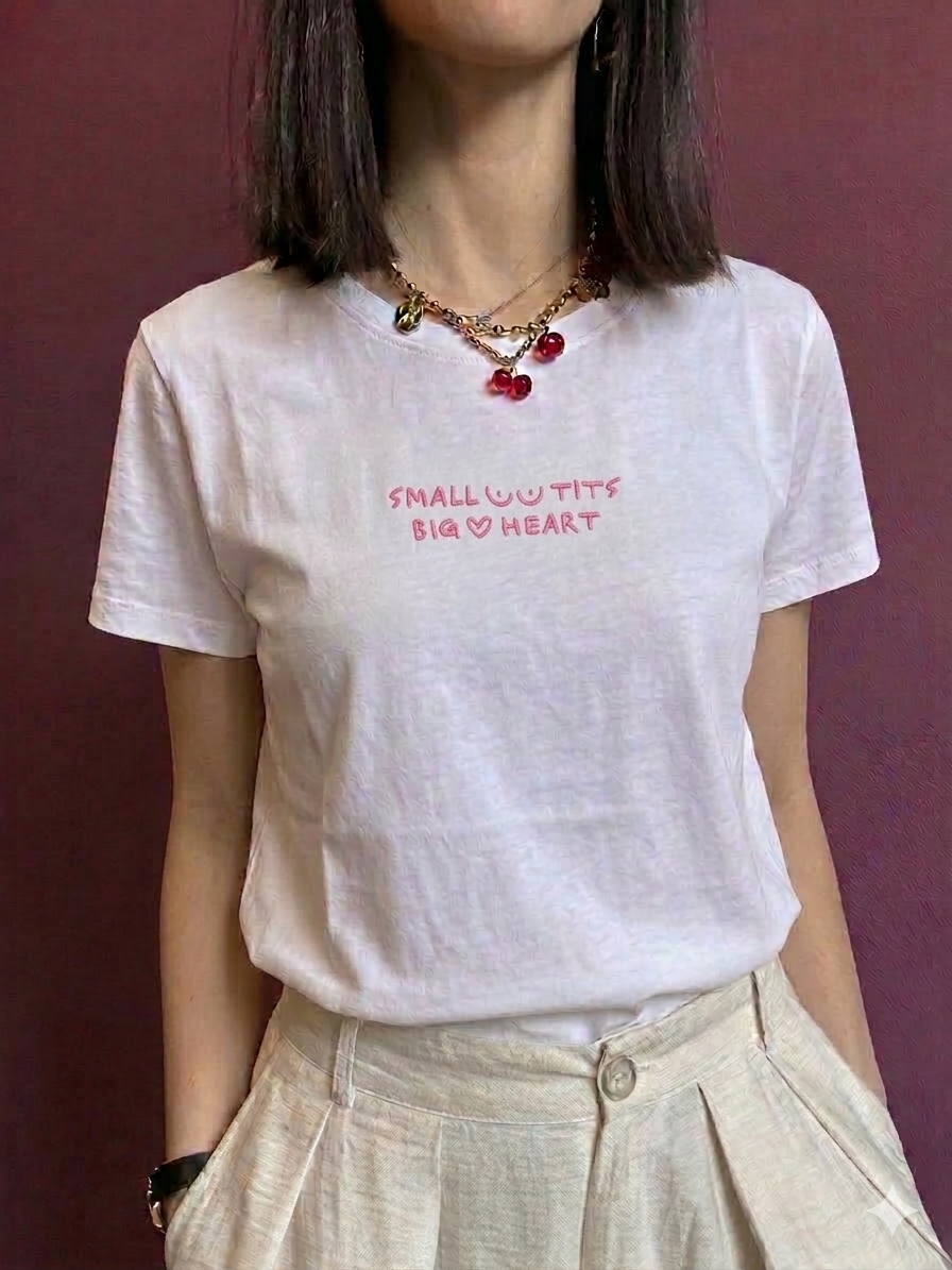 T-shirt small tits big hearts