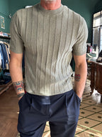 Ribbed cotton linen knit