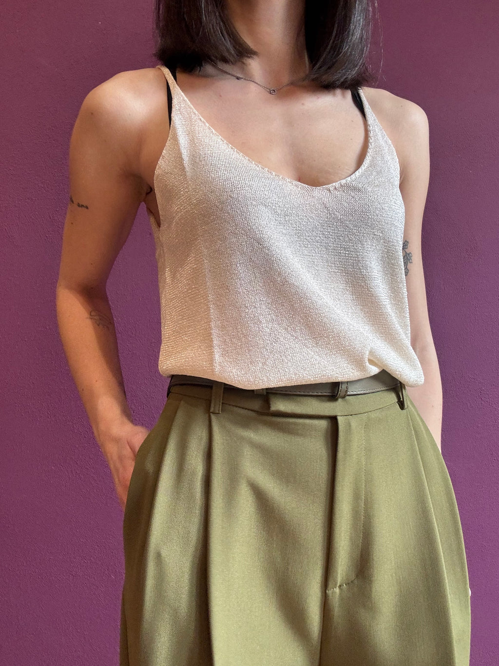 Gold lurex effect top