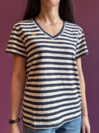 T-shirt a righe con ricamo